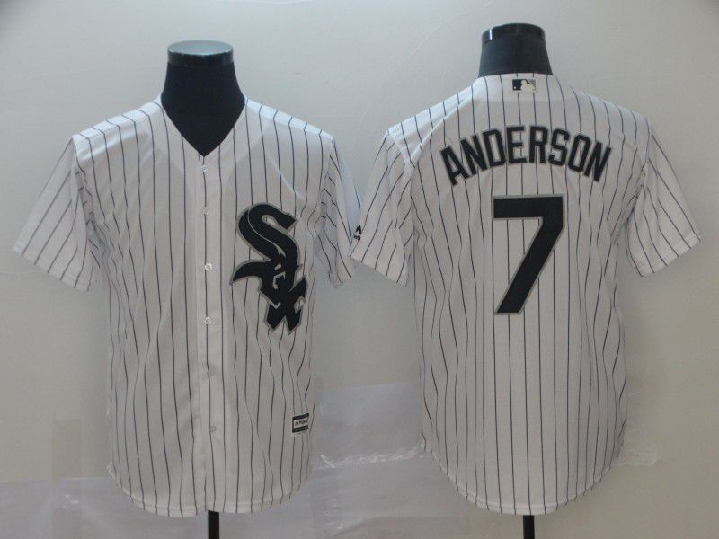 Men Chicago White Sox 7 Anderson White Game MLB Jersey
